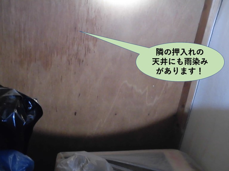 泉大津市の隣の押入れの天井にも雨染みあり