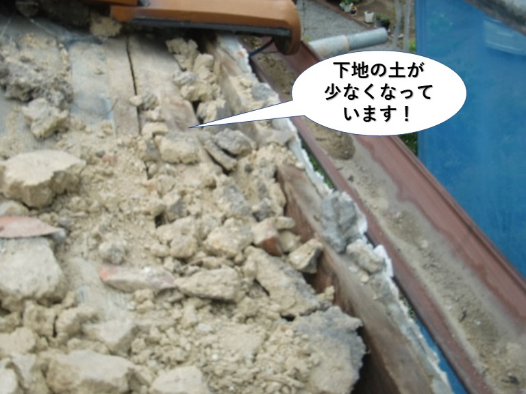 泉南市の下地の土が少なくなっています