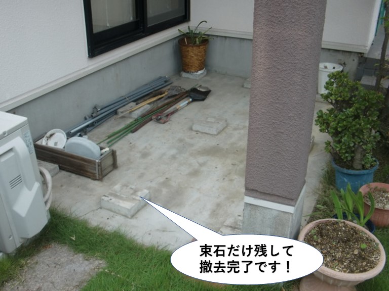 熊取町のウッドデッキを束石だけ残して撤去完了