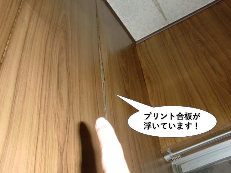 泉佐野市のプリント合板が浮いています