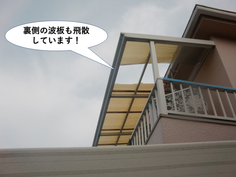 阪南市の裏の波板も飛散しています