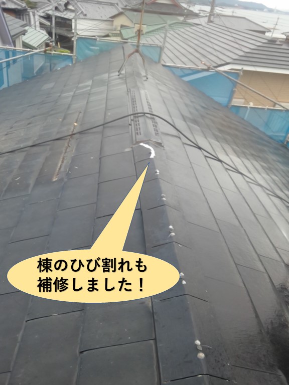 阪南市の棟のひび割れも補修しました