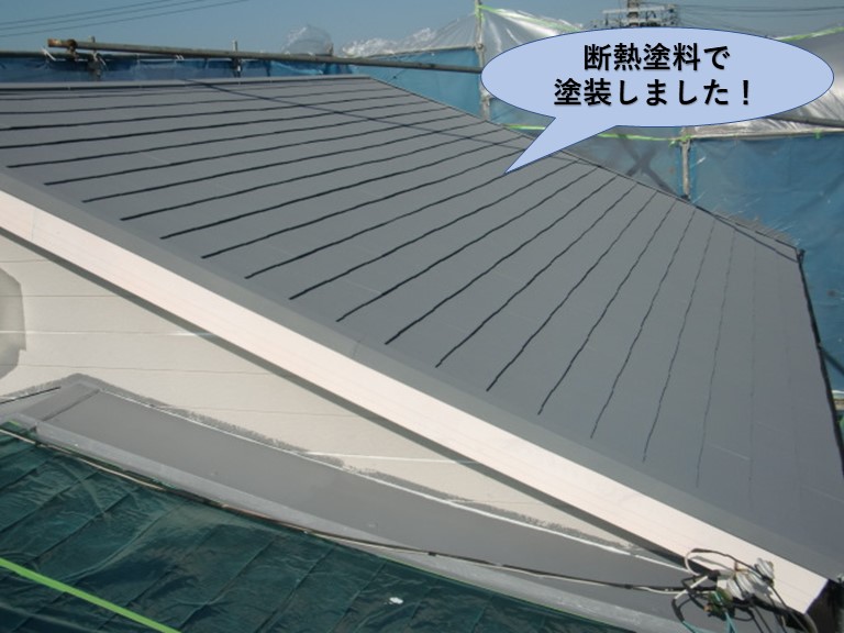 岸和田市の屋根を断熱塗料で塗装完了