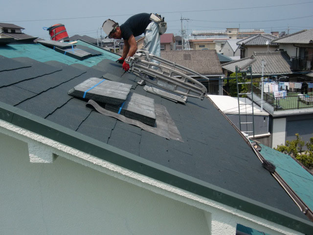 泉南市岡田の屋根葺き替え工事