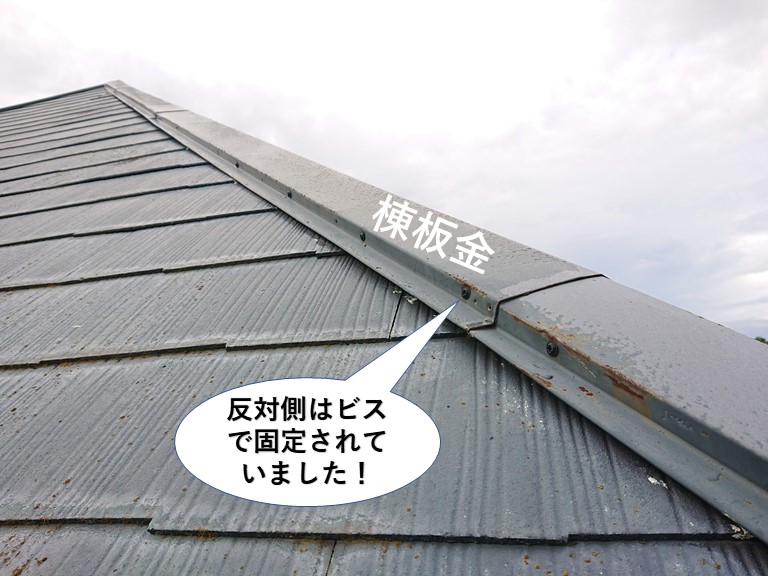 忠岡町の棟の反対側はビスで固定されていました