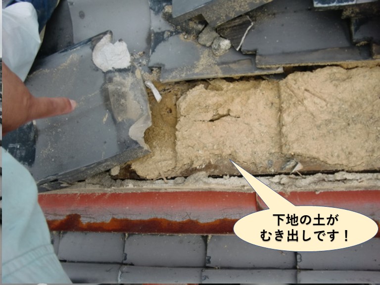 貝塚市の下地の土がむき出しです