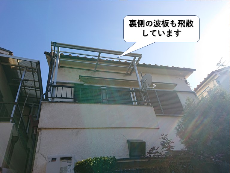 泉大津市の裏側の波板も飛散