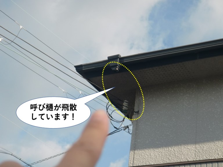 泉大津市の呼び樋が飛散しています