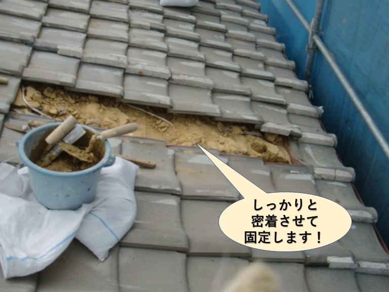 和泉市の瓦をしっかりと密着・固定