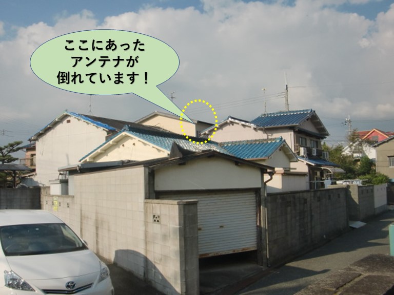 泉北郡忠岡町の台風で倒れたアンテナの撤去