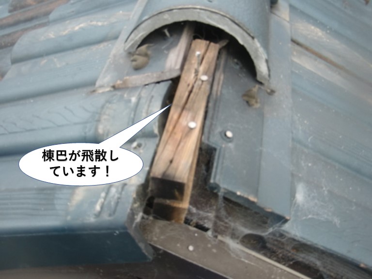 泉佐野市の棟巴が飛散