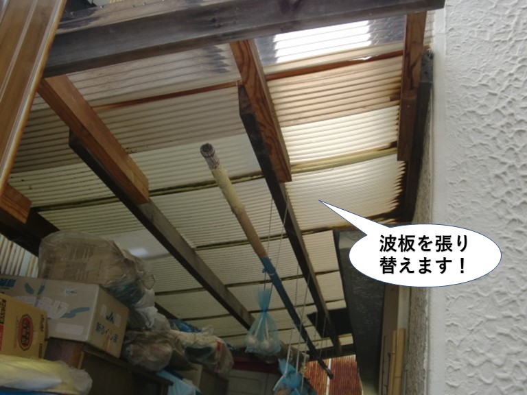 貝塚市の波板を張り替えます