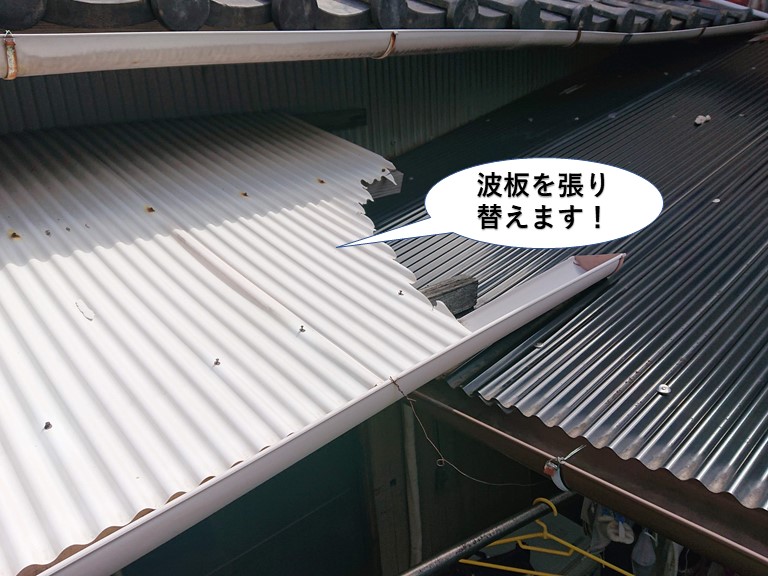 熊取町の波板を張り替えます