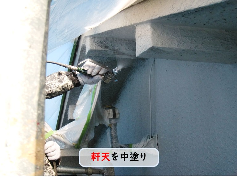 和泉市軒天を塗装