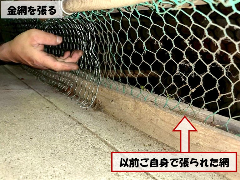 和泉市金網を張る以前ご自身で張られた網