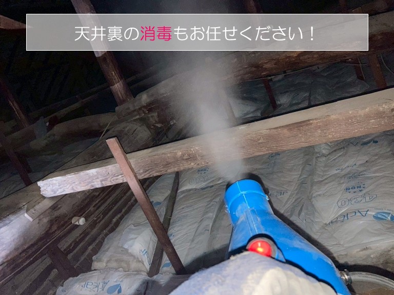 天井裏の消毒もお任せください！！