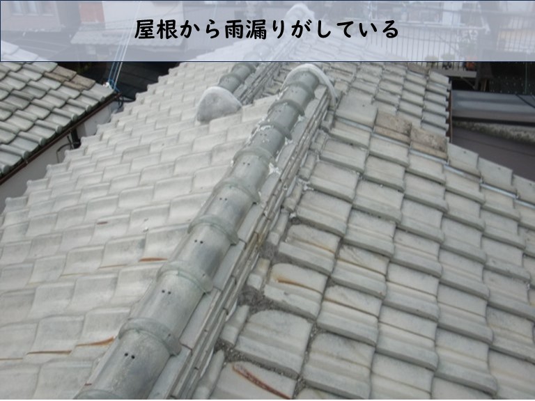 屋根から雨漏りがしている
