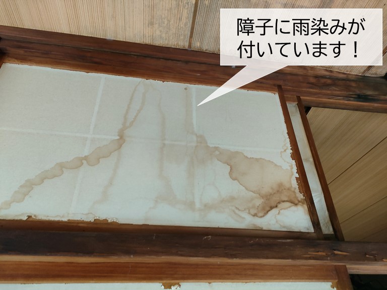 岸和田市の障子に雨染みが付いています