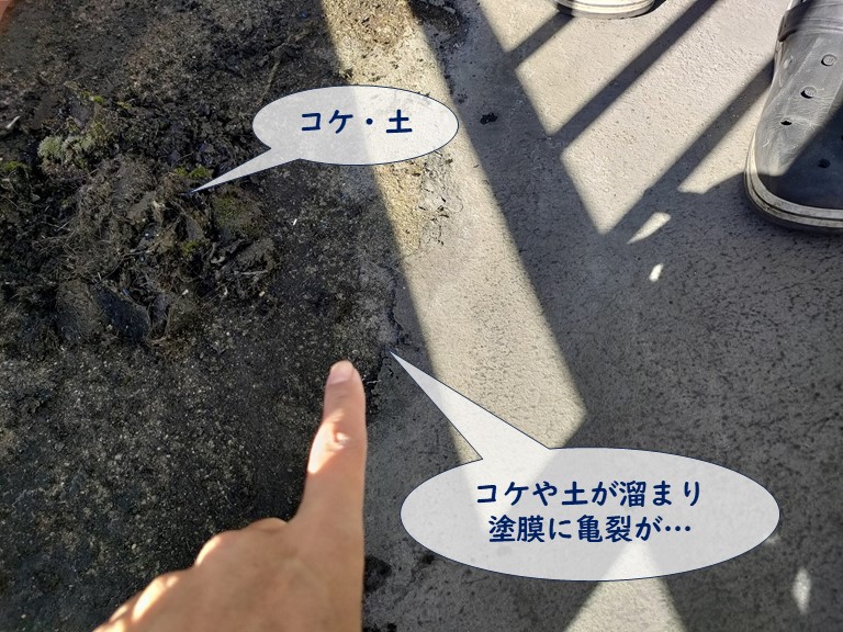 忠岡町でベランダ床の塗膜の劣化