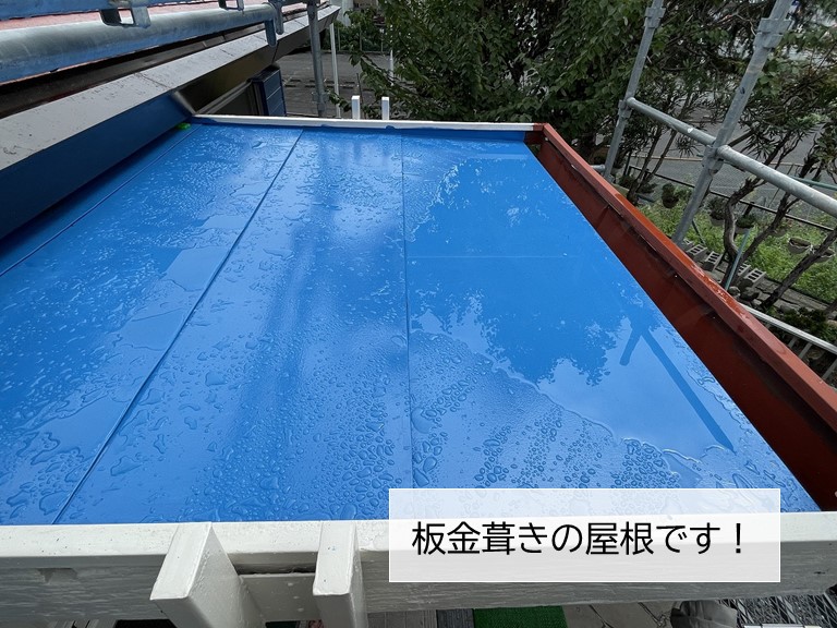 忠岡町の玄関屋根の板金葺き