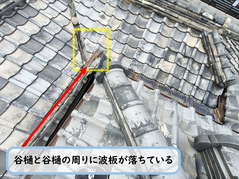 泉佐野市谷樋波板落下