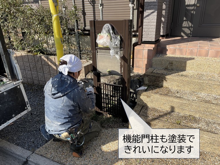 泉南市の機能門柱の塗装