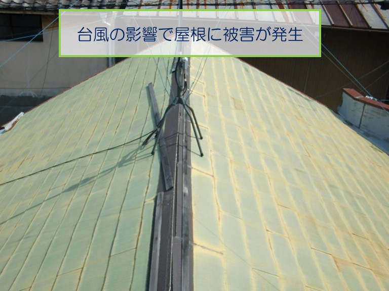 熊取町で台風の影響で屋根に被害発生