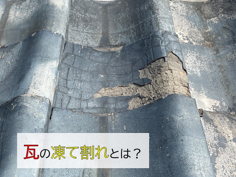 瓦の凍て割れ