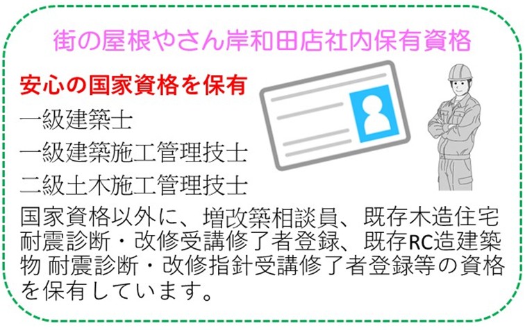 街の屋根やさん岸和田店 社内保有資格