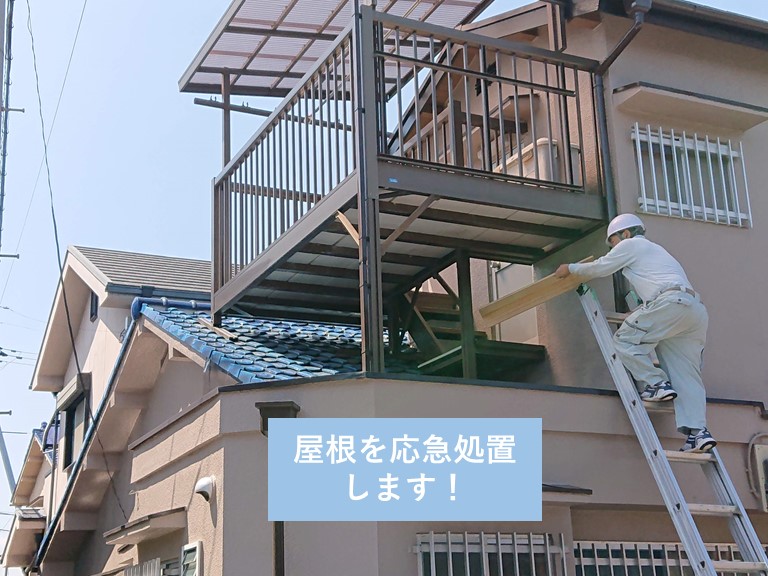 貝塚市の屋根を応急処置します