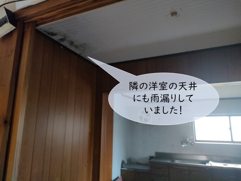 貝塚市の洋室の天井にも雨漏りしていました