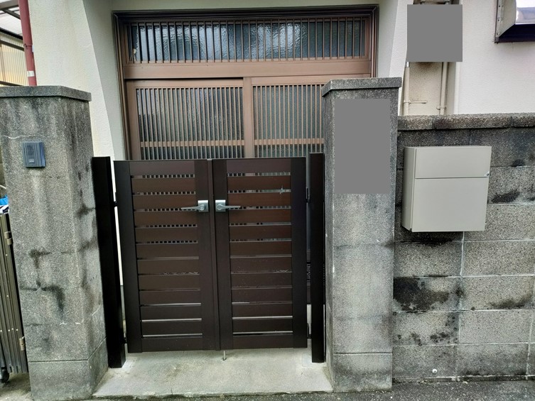 貝塚市の門扉入替とポスト設置完了