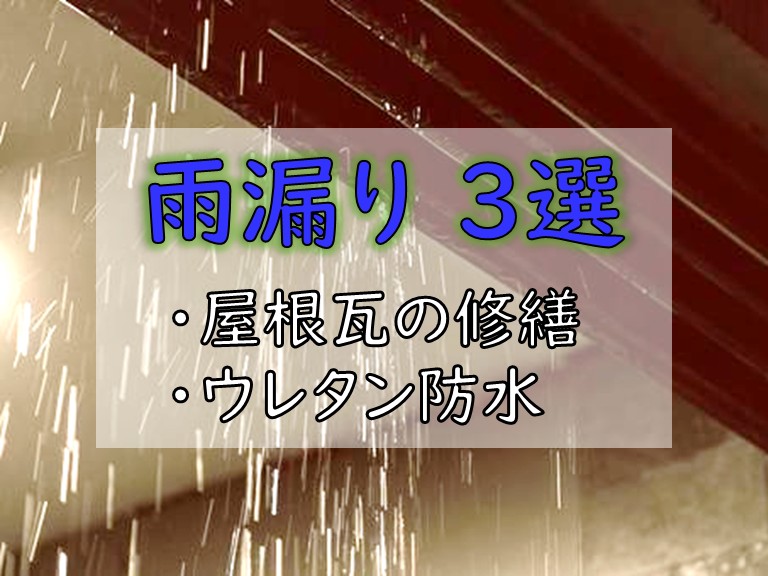 雨漏り 3選 ・屋根瓦の修繕・ウレタン防水
