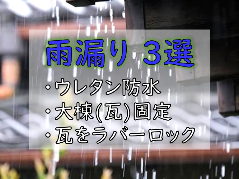 雨漏り3選 ・ウレタン防水・大棟(瓦)固定・瓦をラバーロック
