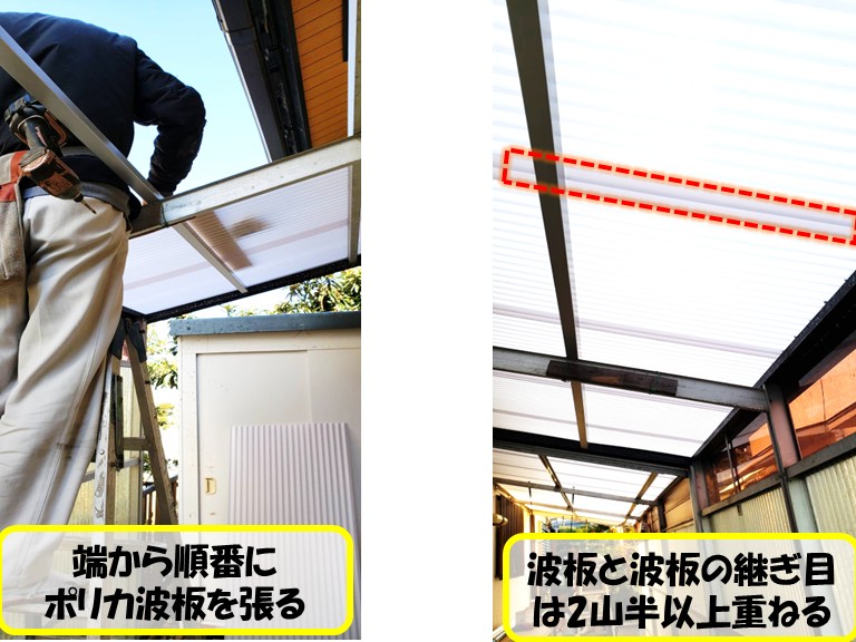 高石市ポリカ波板を張る