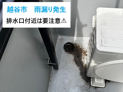 雨漏り　排水口の詰まりから雨漏り発生
