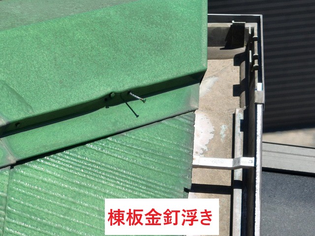棟板金釘浮き