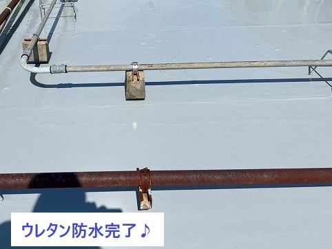 川口市 陸屋根の防水工事 ウレタン塗装