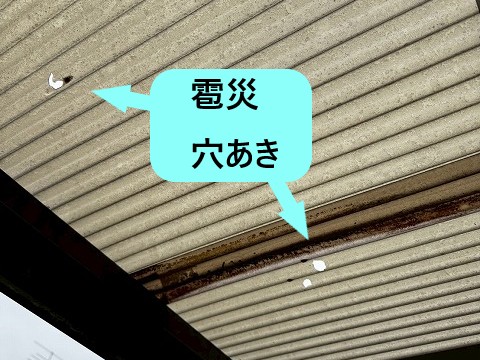 雹災で穴が開いた波板