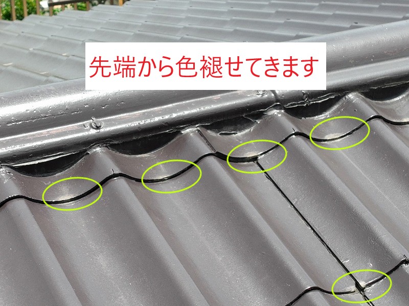 かわらU先端から色褪せ