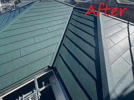 スレート屋根➭金属へカバー工法を実施