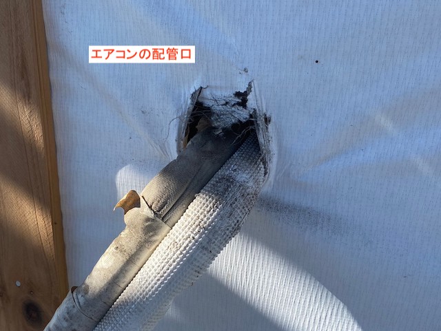 エアコンの配管口にカビ