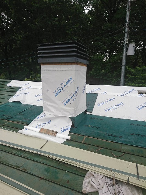 煙突部分防水紙全景