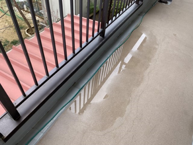 長尺シート水たまり