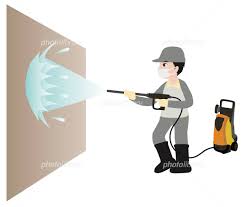 高圧洗浄作業中