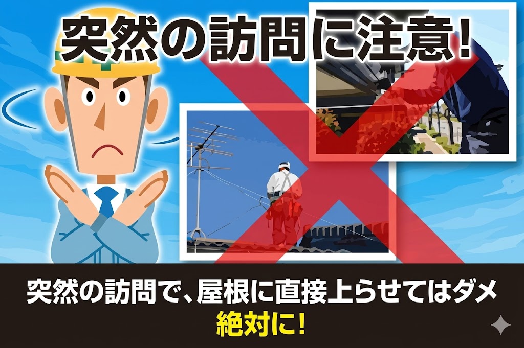 悪徳業者は屋根に直接上りたがります。