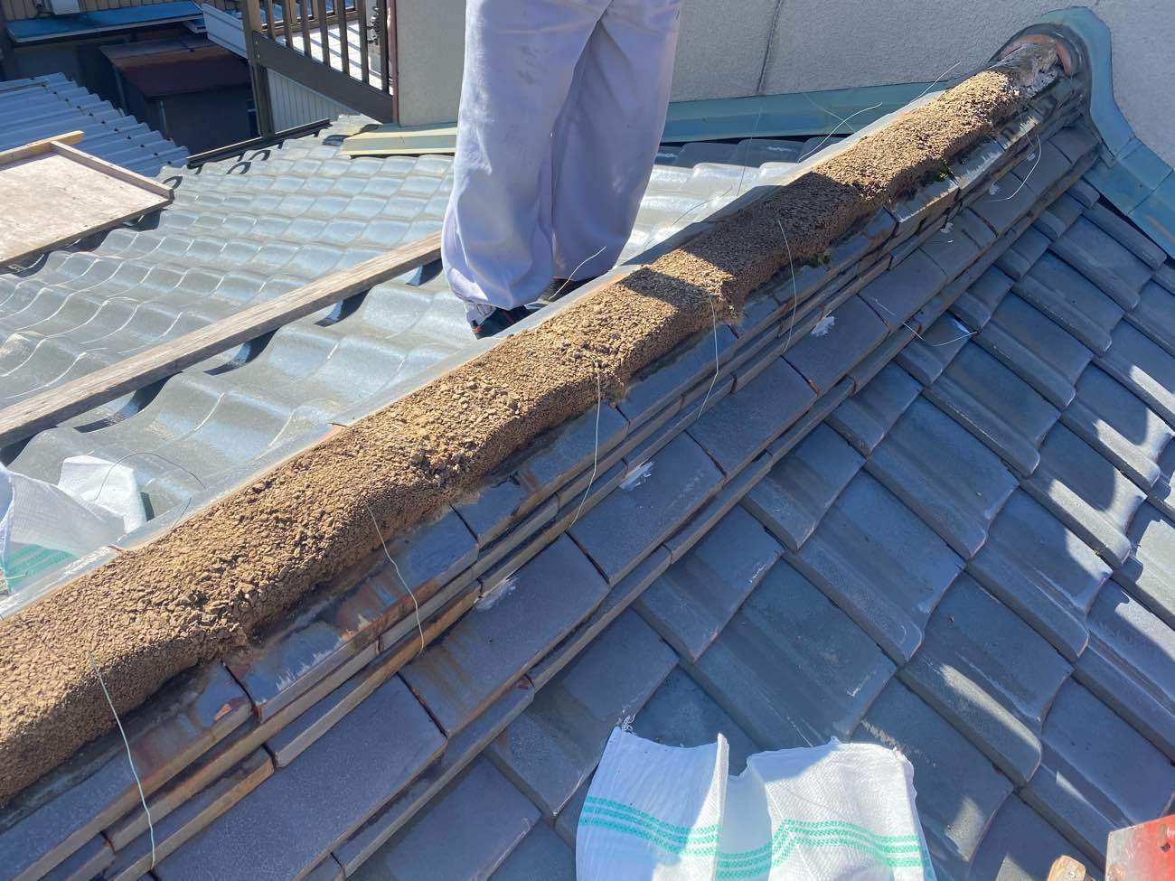 既設漆喰撤去 葺き土処分