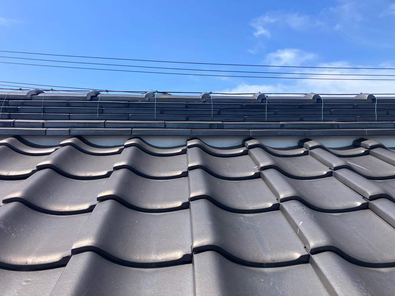 屋根漆喰工事　施工後の状態