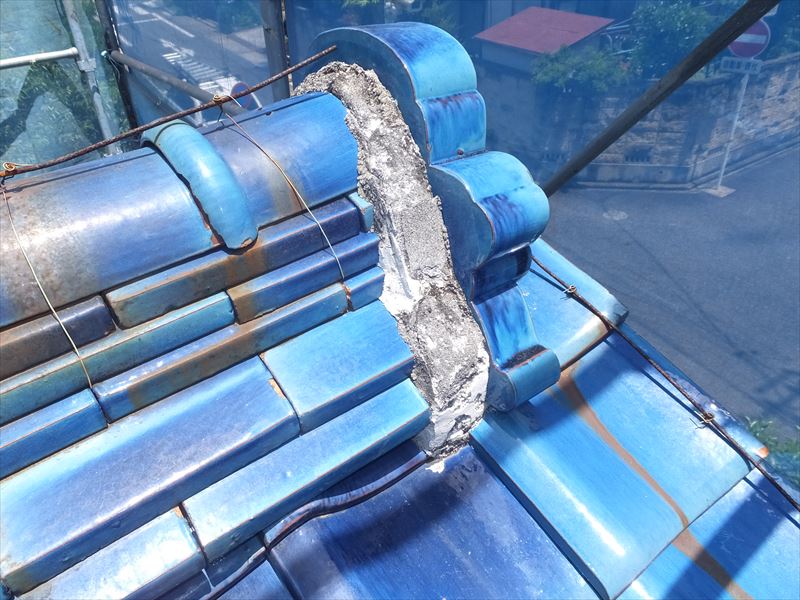 鬼巻きの漆喰の施工前