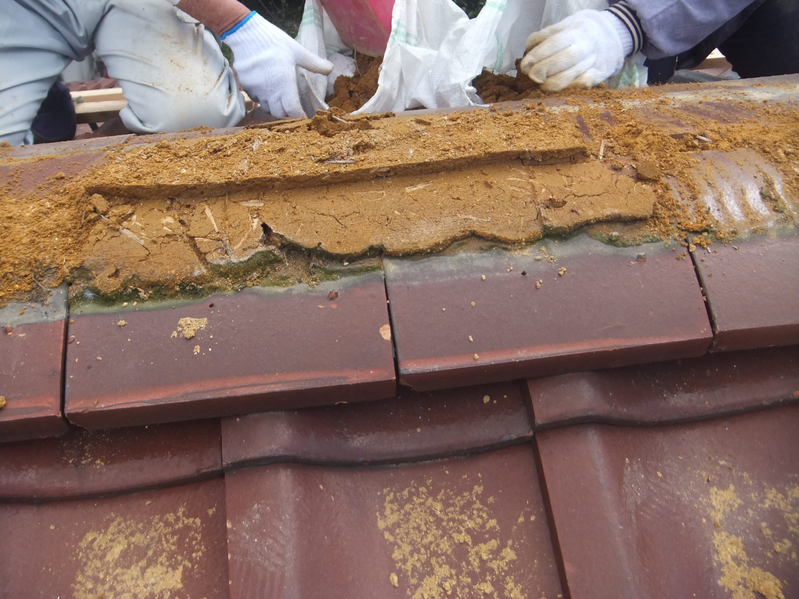 棟の取り直し工事　棟の解体後の様子